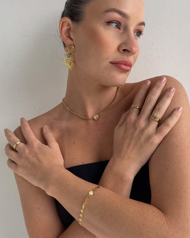 SPRIAL HEART DROP EARRINGS GOLD - STUDIO JO STORE